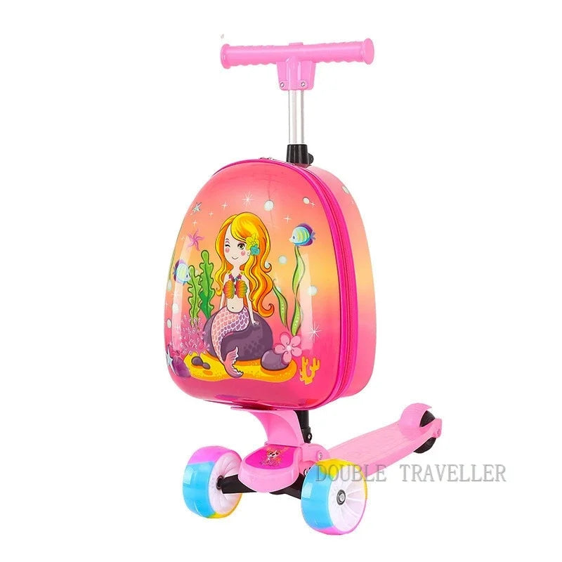 2025 New kids Scooter luggage,skateboard suitcase on wheels,children's gift,Cute Cartoon small trolley case,rolling luggage bag