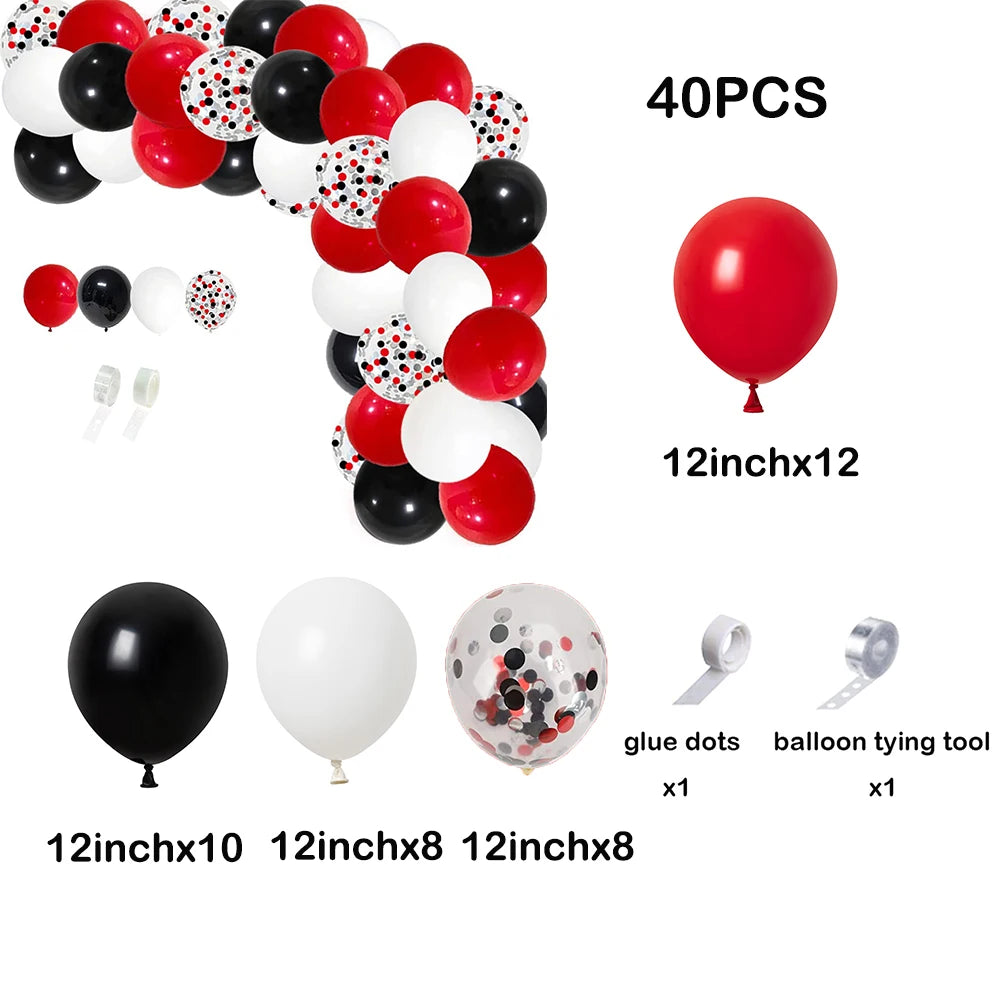 1 Set Red Black Balloons Garland Arch Kit Baby Shower Birthday Decorations Red White Black Silver Balloon Graduation Party Decor