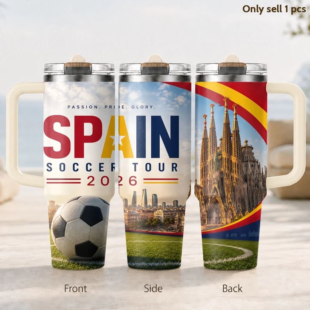 2026 France Football City Design Vacuum Flasks 40oz 3rd Gen Insulated Stainless Steel Tumbler Cup with Handle Straw Lid Gifts