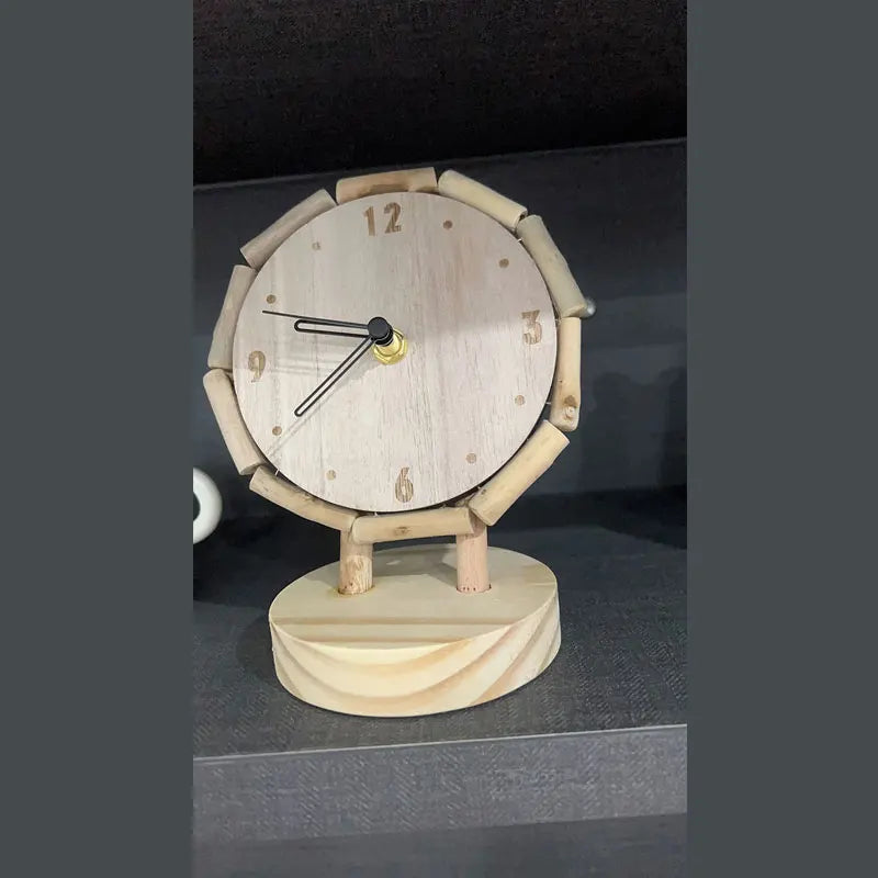 Log Desk Clock Living Room Simple Desktop Ornament Clocks Creative Silent Table Clock Watch Home Decoration