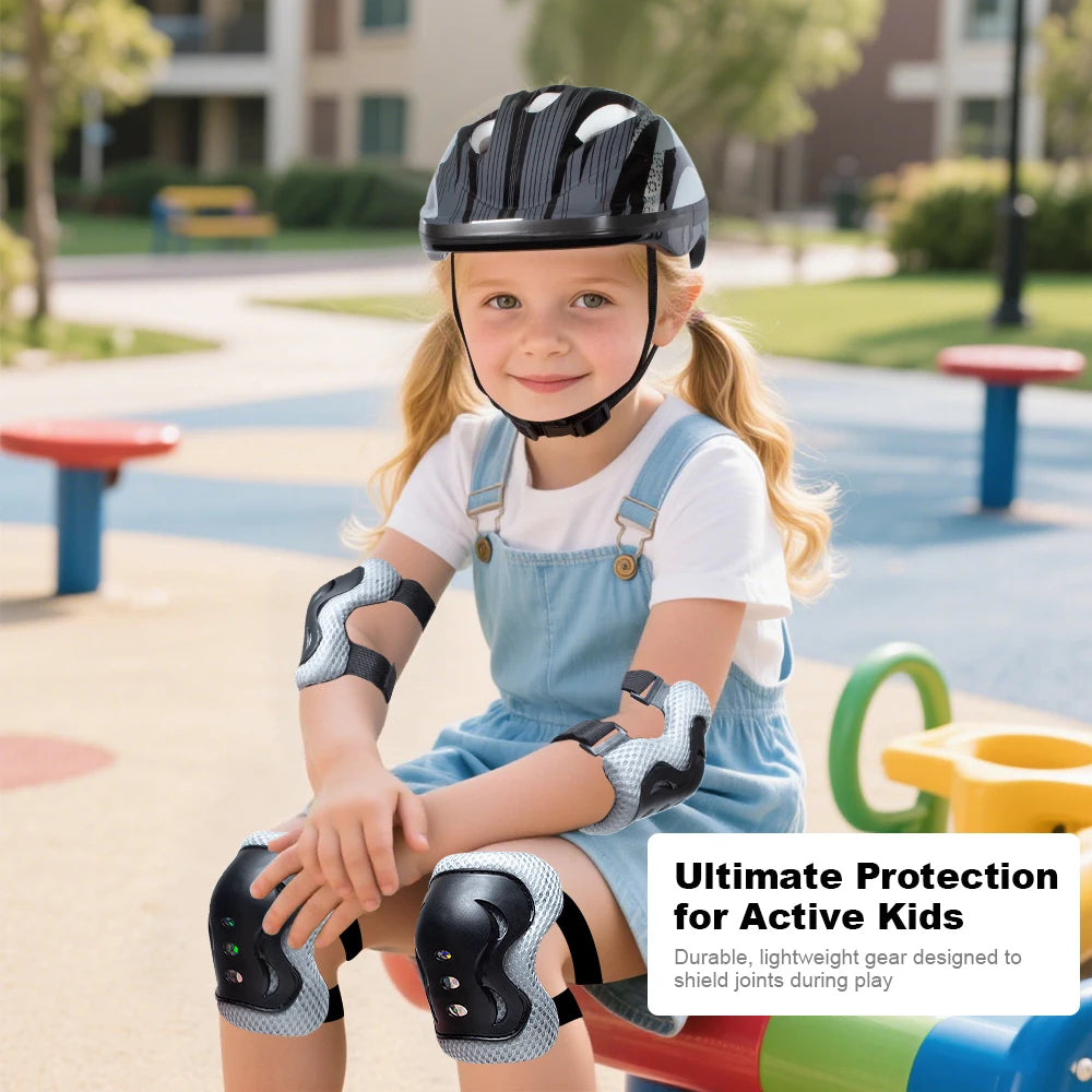 7 Pcs Kids Protective Gear Set, Roller Skating Helmet & Pads for Boys and Girls, Knee Elbow Wrist Guards for Skateboard Scooter