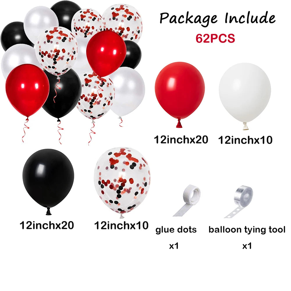 1 Set Red Black Balloons Garland Arch Kit Baby Shower Birthday Decorations Red White Black Silver Balloon Graduation Party Decor