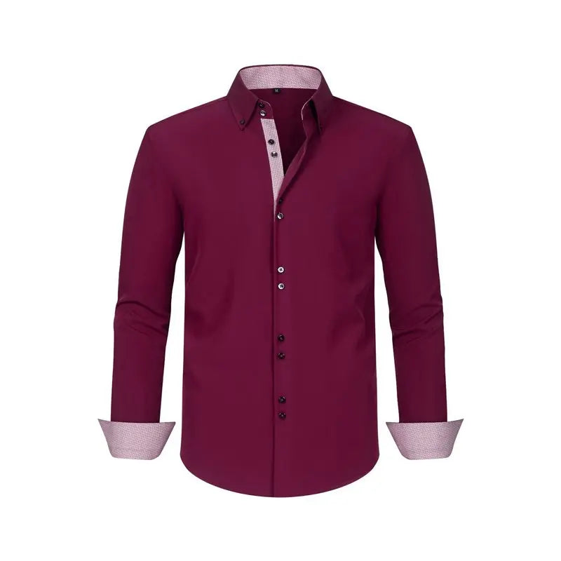 NEW-Mens Dress Shirts Regular Fit Long Sleeve Stretch Business Dress Shirts For Men