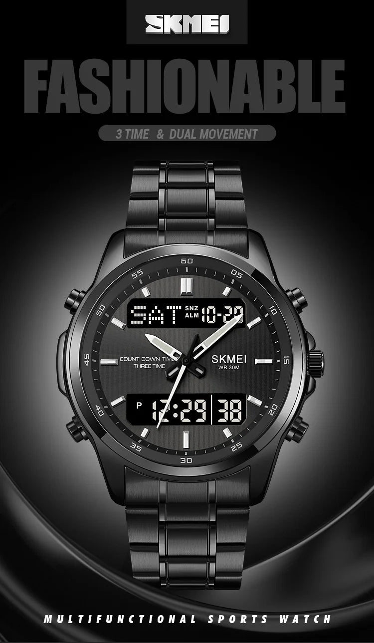 SKMEI 2049 Brand Electronic Watches for Man Fashion Large Dial Wristwatch Luminous Alarm Clock Calendar Casual Men Digital Watch