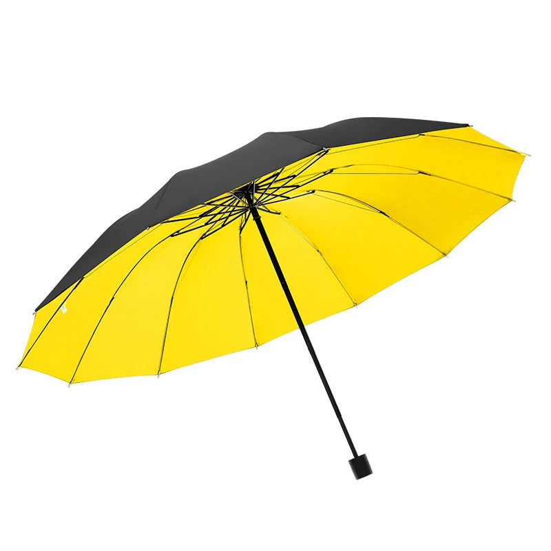 Umbrella Enlarged Thickened Reverse 12 Rib Reinforced Umbrella Men Folding Umbrella Oversized Windproof Rainproof 130cm