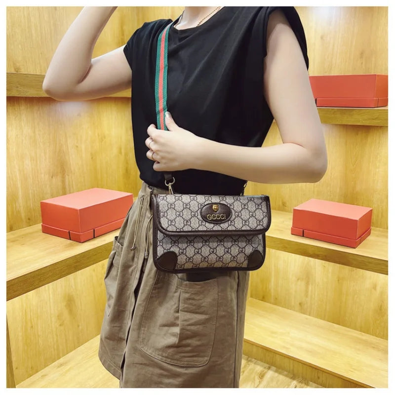 Fashion Classic Geometric Print Quilted Shoulder Bag Metal Logo PU Lightweight Flap Magnetic Snap Adjustable Strap Crossbody Bag