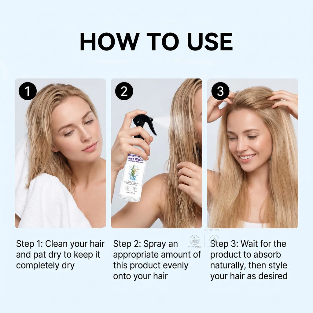 Rosemary Rice Water Volumizing Hair Spray Non Greasy Quick Absorption Smooth Nourish Flat Hair  Softer Smoother-Looking Hai