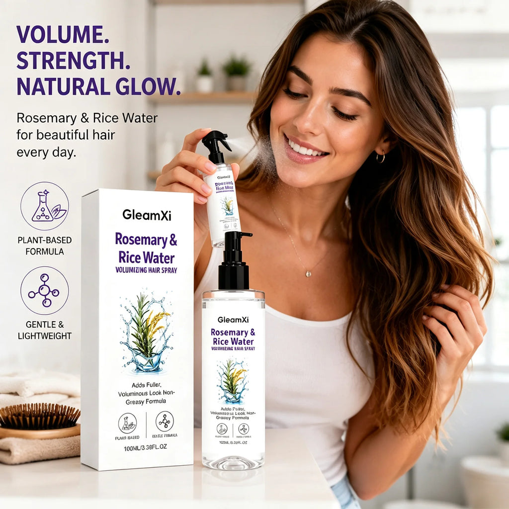 Rice Water Hair Volumizing Spray Rosemary Extract Fuller Look Mist Plant Based Non Greasy Fine Thin Hair Care