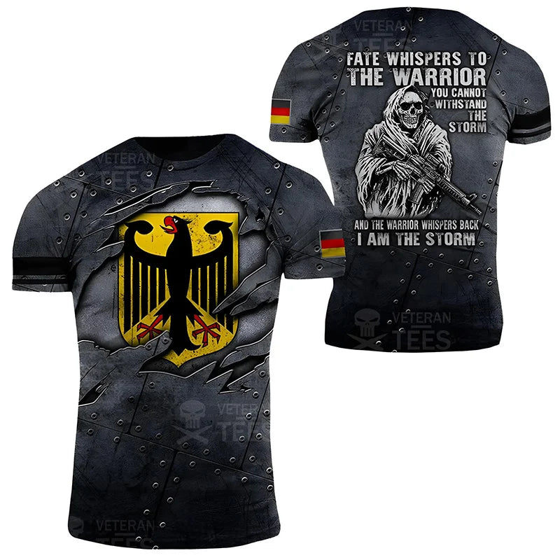 Germany Flag T Shirt Men Tops Tee Shirts 3D Jungle Camo Printed Deutschland Eagle Emblem T-Shirt Olive Beige Forest Short Sleeve