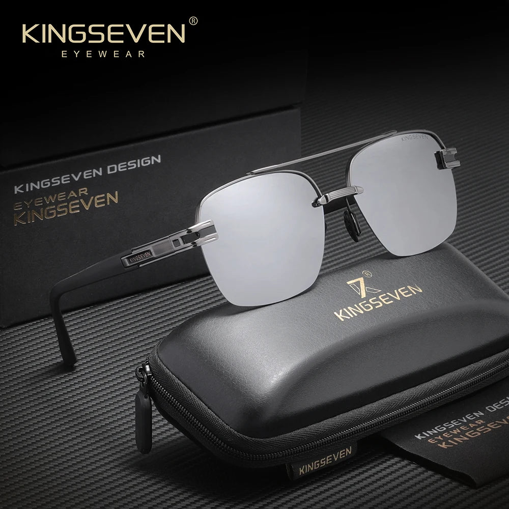 KINGSEVEN Popular Male Sunglasses Square Half Frame Men Women Summer Driving High Quality Polarized UV400 Anti-glare Eyewear