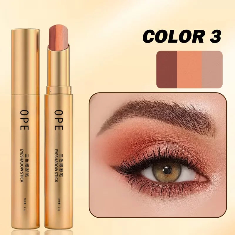 3-in-1 Cream Eyeshadow Stick Matte & Shimmer, Smooth Easy Apply Long Lasting Multicolor Eye Shadow for Daily Makeup