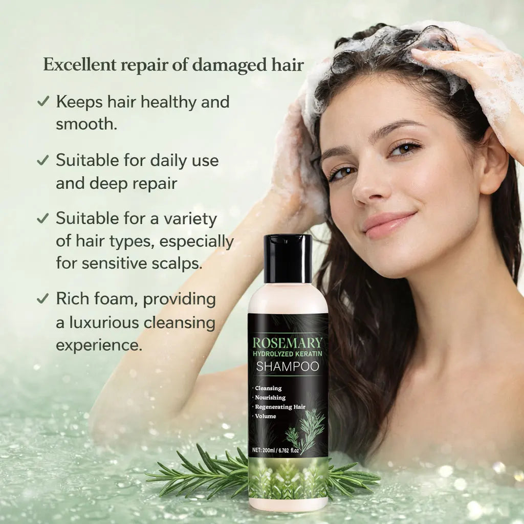 200ml Organic Rosemary  Shampoo Hair Growth for Women and Men,Natural Thickening & Strengthening Shampoo with Hydrolyzed Keratin