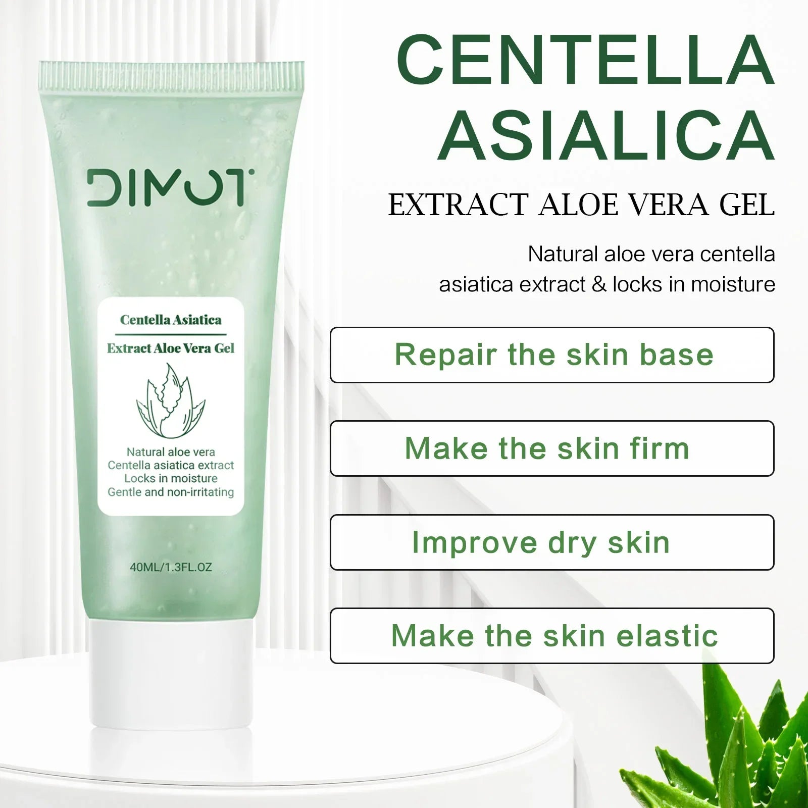 Centella Asiatica & Aloe Vera Gel 40ml Extract Aloe Vera Gel – Hydrate, Soothe