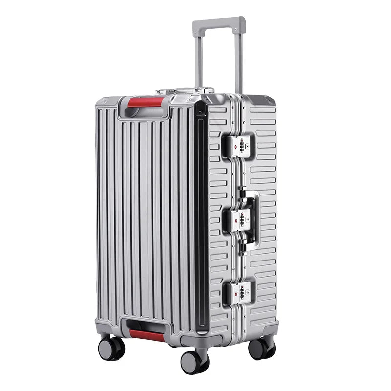 Five Wheels Luggage Aluminum Frame Multifunctional Travel Suitcases  22-28''Large Size Suitcases 3:7 Split