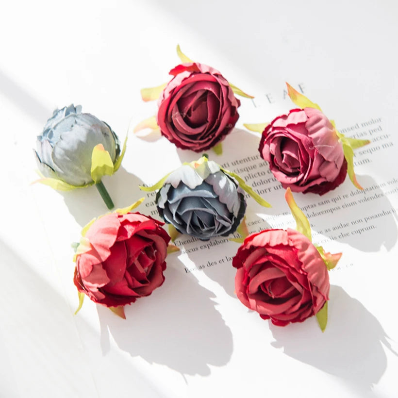 10/30pcs Artificial Flowers Silk Tea Buds Rose Wedding Wreaths bouquet Christmas Home Decorative Diy Scrapbooking Gifts Hot sale
