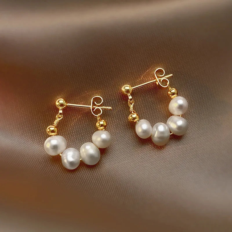 Korean Earring Claw Ear Hook Stud Earrings for Women White Enamel CZ Gold Color Ear Earrings Fashion Jewelry Christmas Gift