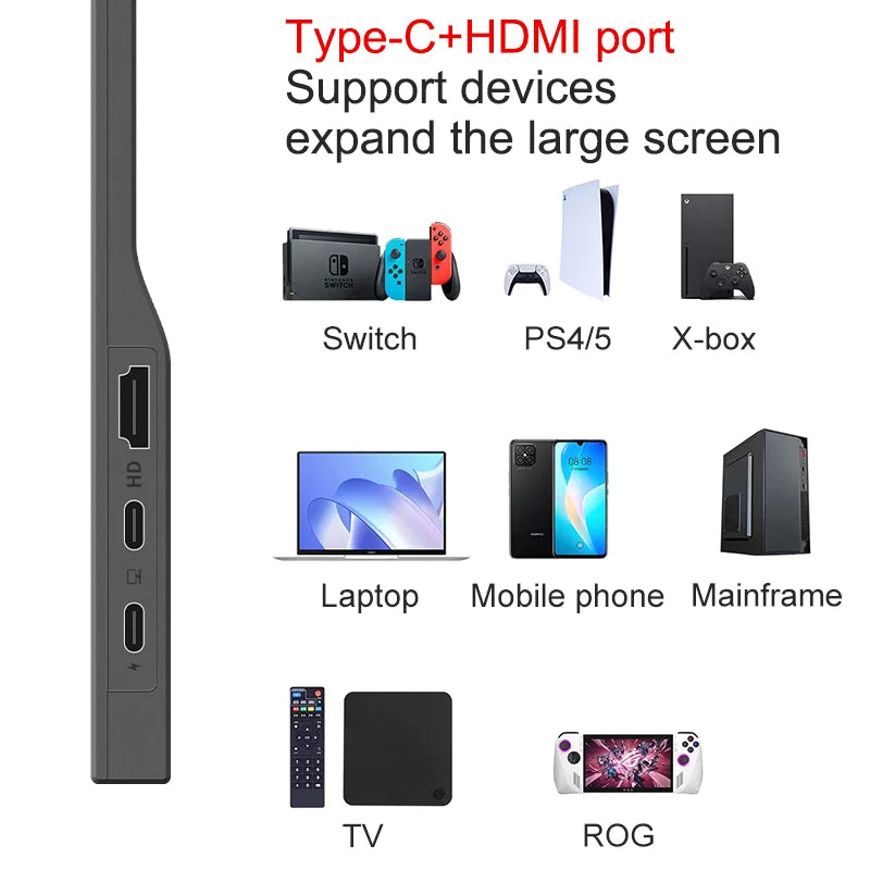 LANLIPU 14/16inch Portable Monitor  1920*1200Ultra-thin Gaming Laptop Display with Type C Mini HDMI For PS/Steam/Deck/Switch/PC