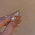 925 Sterling Silver Korean Version Pearl Earrings Fashionable Exquisite French Style Elegant Temperament Accessory for Women