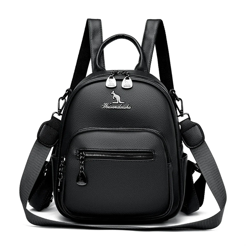 Women Travel Backpack for Teenager Girl 2024 Soft Leather Female Fashion 3 In 1 Bagpacks Large Capacity Ladies Mochilas Feminina