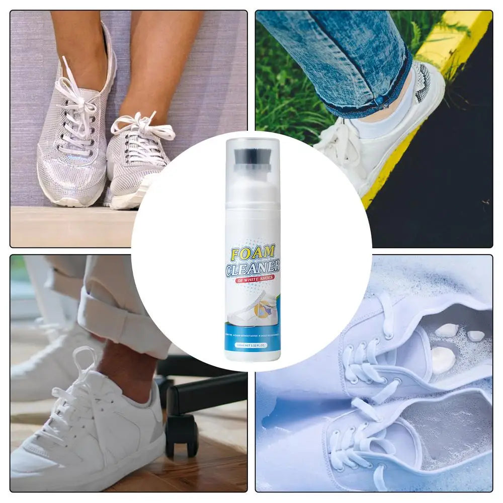 100ml Sneaker Cleaner Foam Cleaner for White Shoes, Boots, Canvas Cleaning Stain Remover Spray Removes Dirt Grime and Yellow