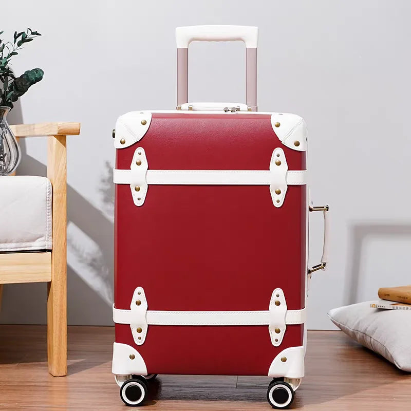 2025 New Vintage Luggage Set 20 inch Boarding Box 28 Inch Large Capacity Suitcase 14'' Cosmetic Case PP+PU Rolling Luggage