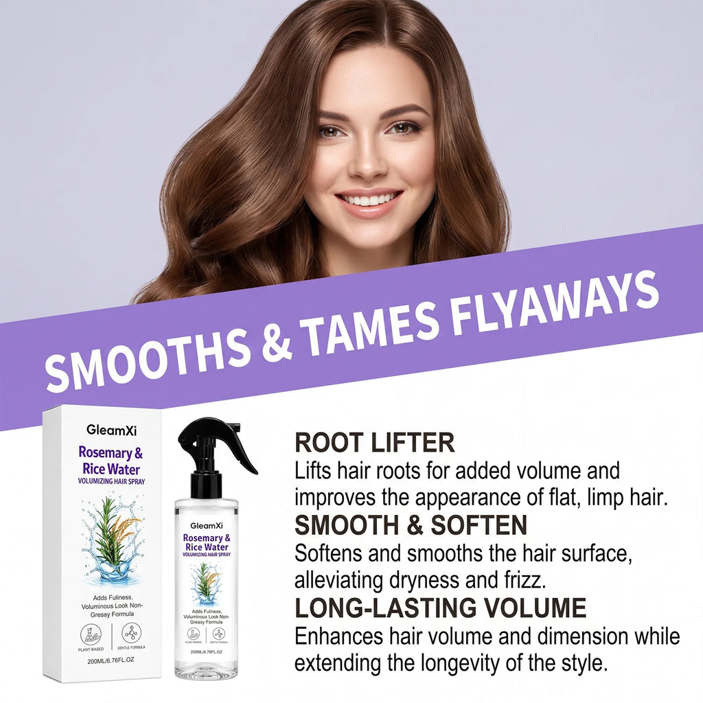 Rosemary Rice Water Hair Root Nourishing Spray Volumizing Smoothing Frizz Control Moisturizing Mist Hair Styling Finishing Spray