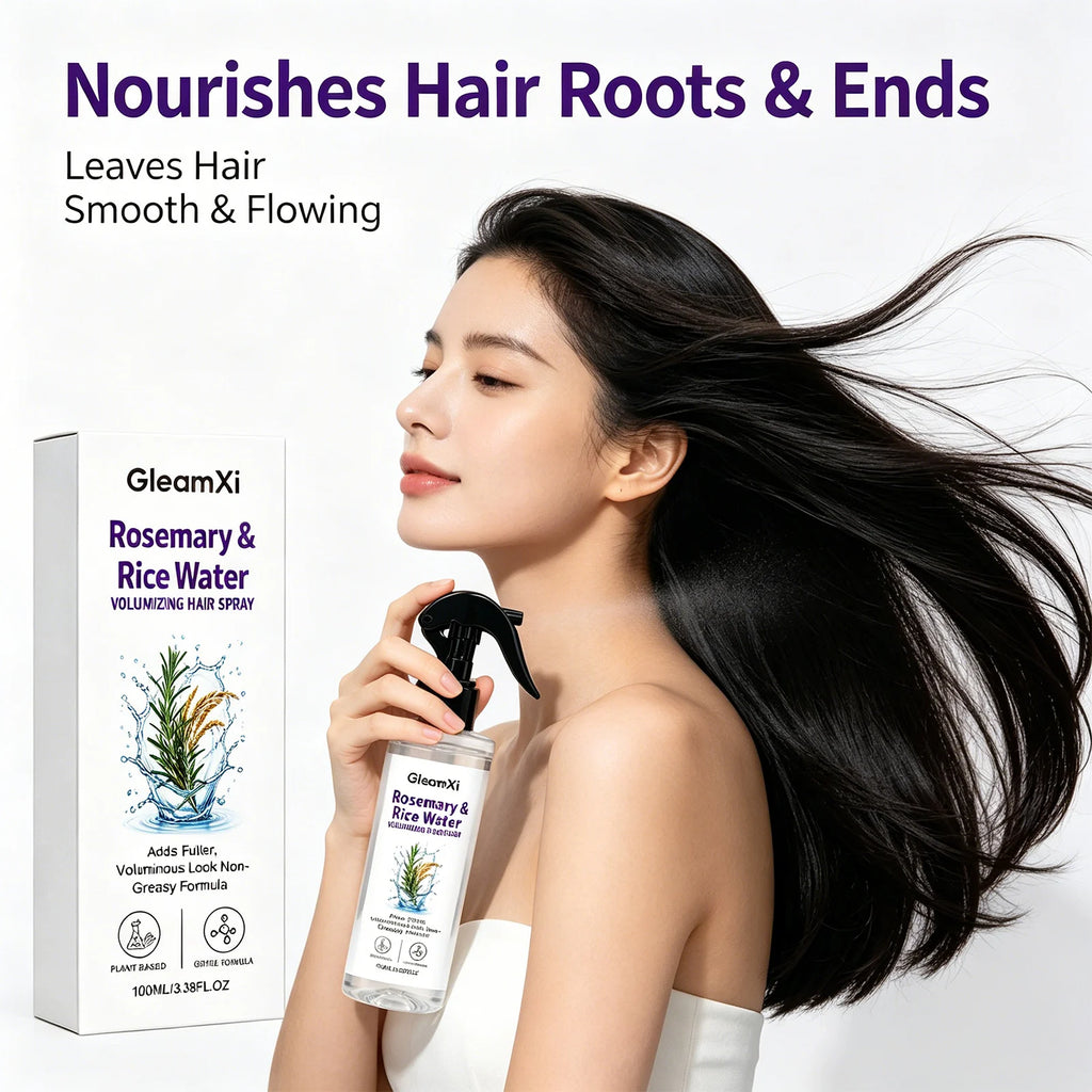 Volumizing Hair Spray Rosemary Rice Water Fine Hair Non Greasy Adds Fuller Look Lightweight Plant Based Daily Use 100ml