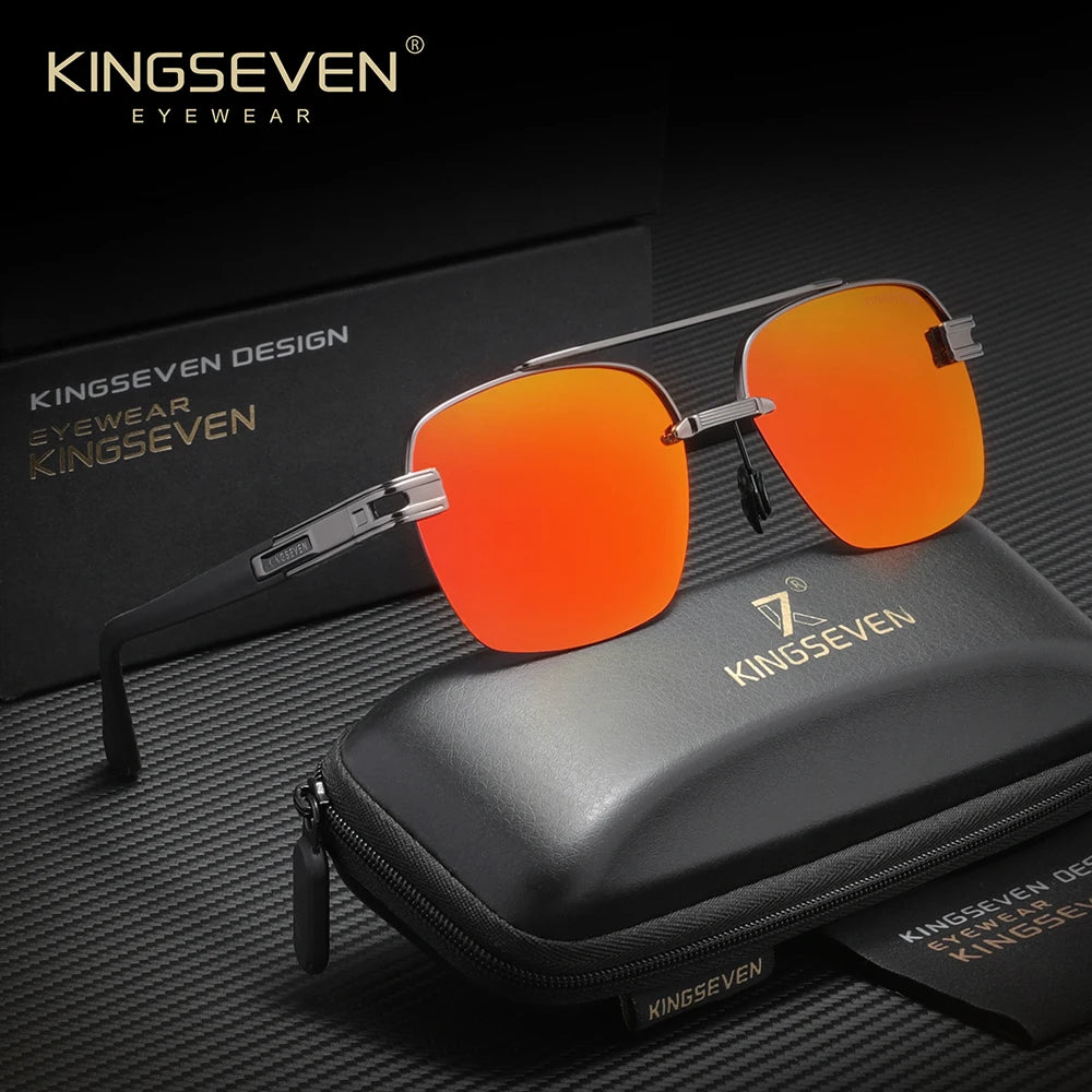 KINGSEVEN Popular Male Sunglasses Square Half Frame Men Women Summer Driving High Quality Polarized UV400 Anti-glare Eyewear