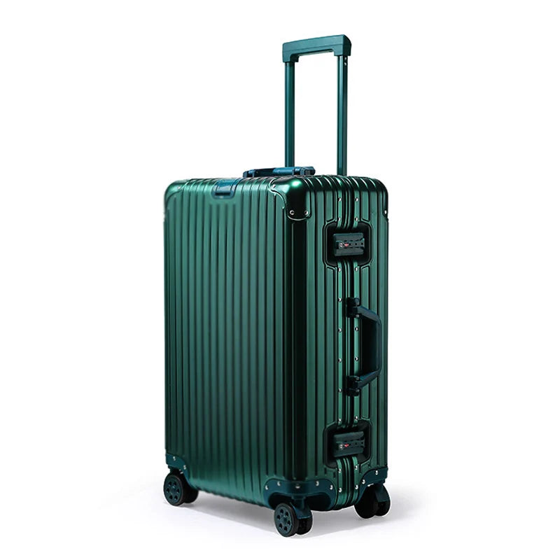 100% Aluminum Suitcase Cabin 20/26/30 inch TSA Customs Lock Aluminum Carry on Luggage Metal Hard Trolley Case Travel Suitcases