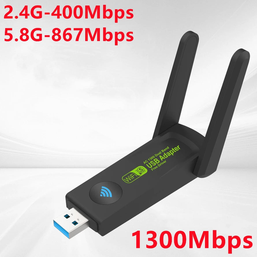 1300Mbps USB 3.0 WiFi Adapter Dual Band 2.4G+5Ghz Wi-Fi Dongle Receiver USB Wireless Network Card For Desktop Laptop Driver Free