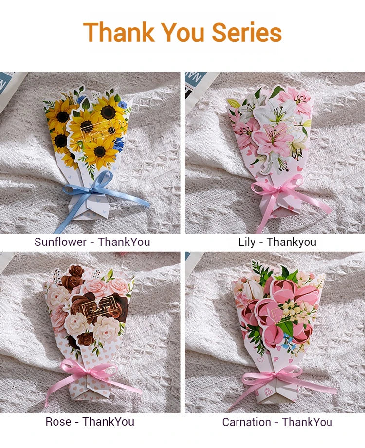 Creative Carnation Thanks Flowers Postcard Exquisite Beautiful Greeting Card Floral Birthday Cards Teacher Day Birthday Gifts