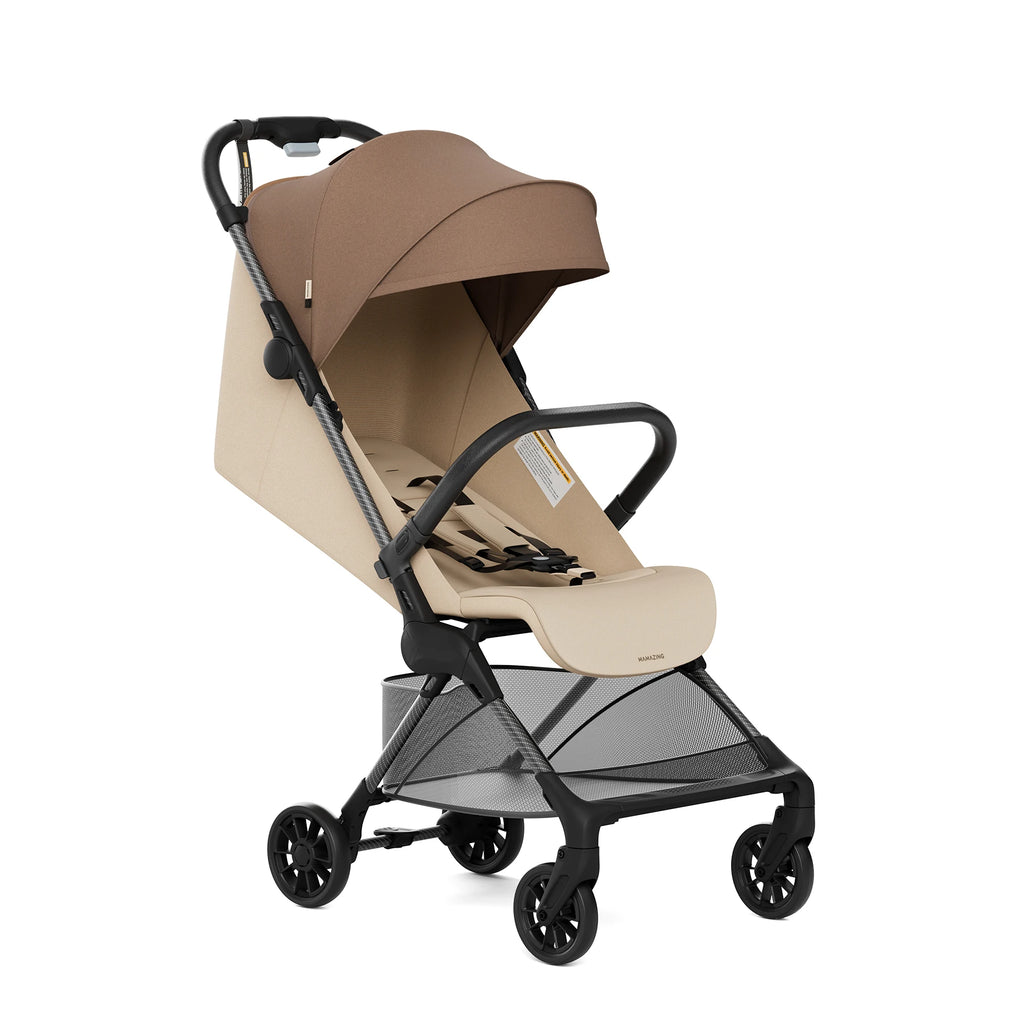 MAMAZING Ultra Air X Lightweight Travel Stroller 9.9lbs Carbon Fiber with UPF50+ Waterproof Fabric (BROWN)