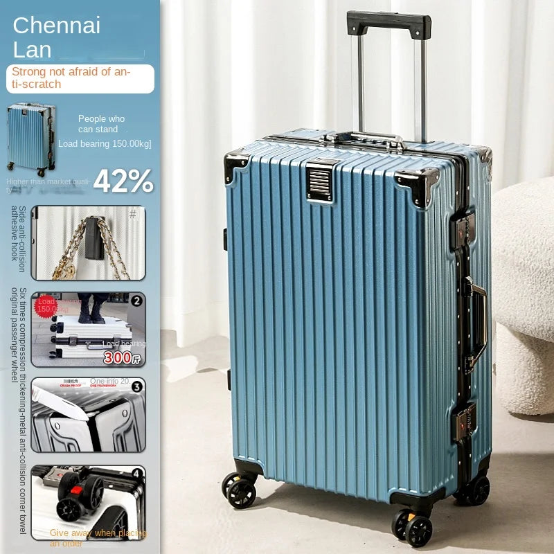 Suitcase Aluminum Frame New Luggage Men and Women Password trolley case Student Removable Wheel 20/28 inch Travel Suitcases