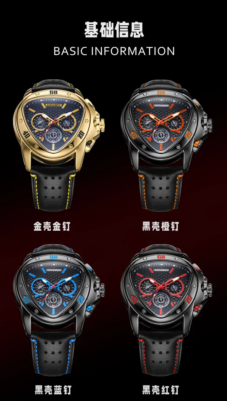 New Cool Triangle Watch Men Top Luxury Chronograph Watches Waterproof Quartz Wristwatches Gifts Relogio Masculino Drop Shipping