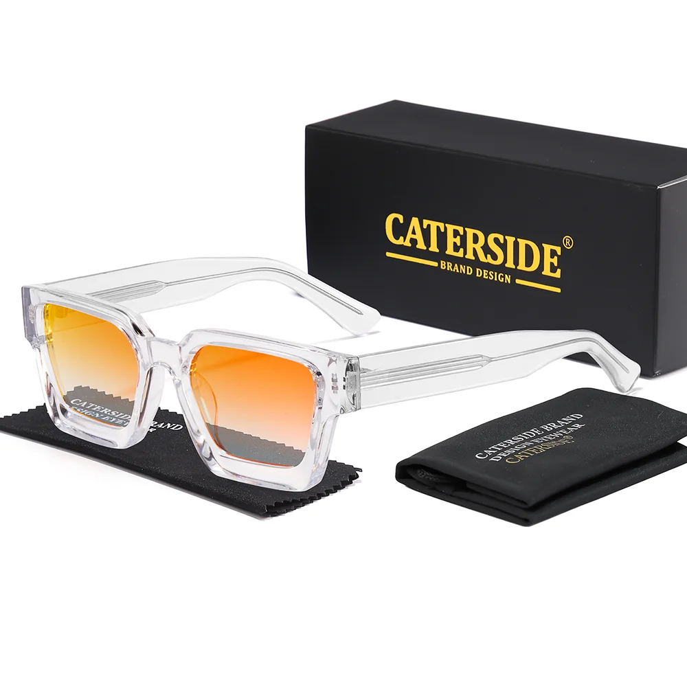 CATERSIDE New Men's Thick Frame Sunglasses Square Frame Gradient Suneyewear Women's Luxury Gift Outdoor Travel Eyewear UV400