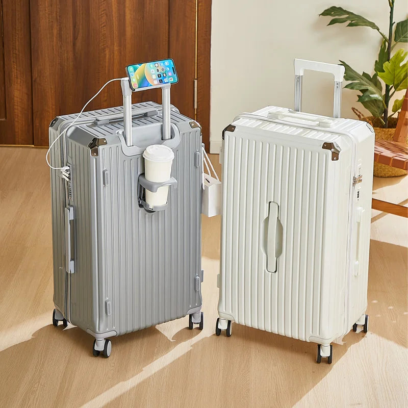 Luggage 20 inch |Cup Holder/Waterproof multifunctional Suitcase Hand Carry Large Capacity Universal Wheel Simple Suitcase