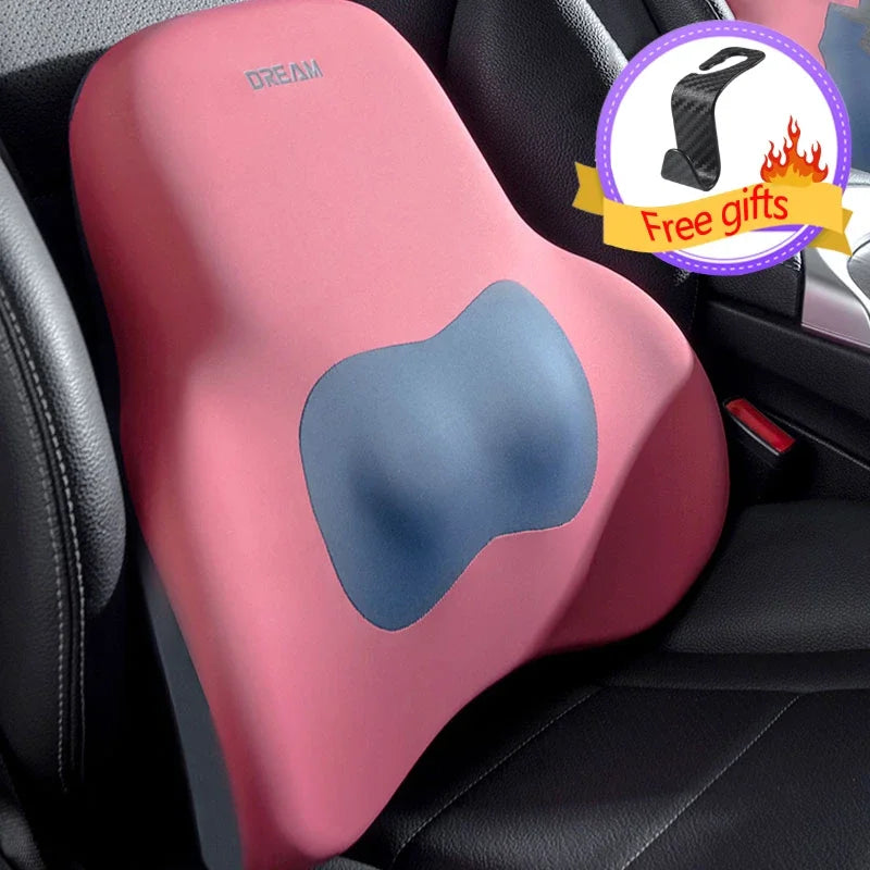 Car Seat Pillow Adjustable Neck Pillow Lumbar Support Pad Breathable Memory Foam Slow Rebound Pillow Universal Lumbar Cushion
