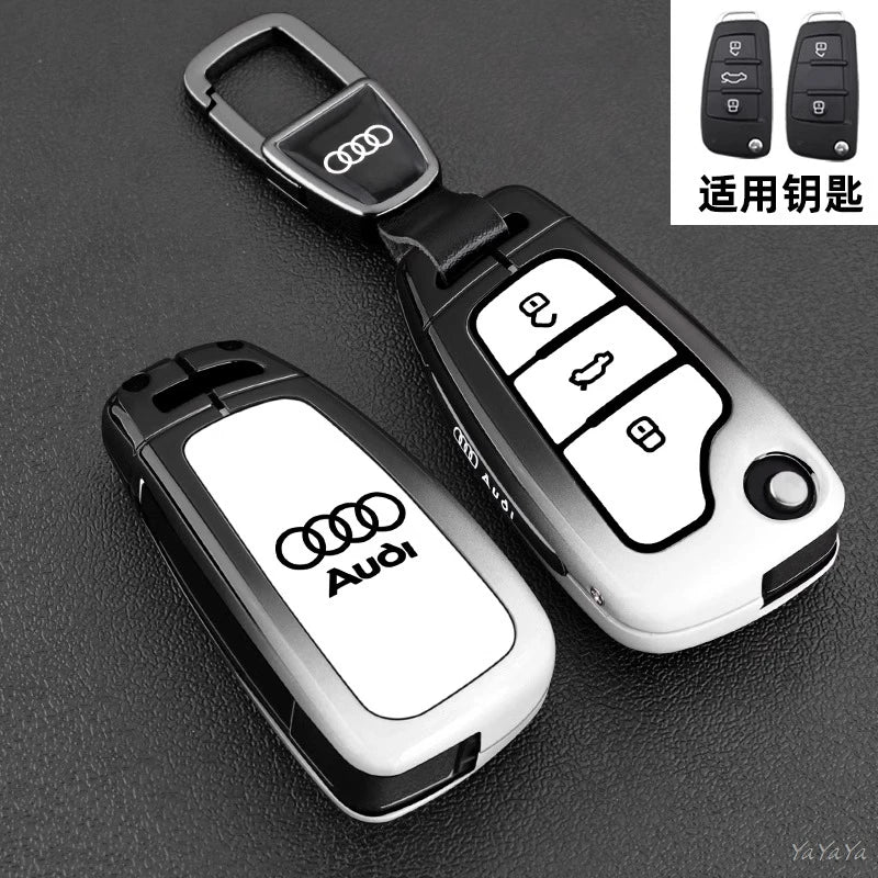 3 Button Metal Car Key Case Cover Key Protect Shell For Audi A3 A4 Q3 Q5 TT A1 A4L A5 Q5L Q7 A6L A7 A8L A6 S3 S4 RS5 RS Sticker