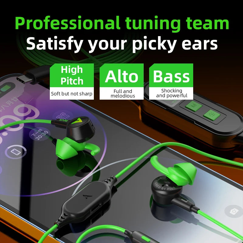 PIVA S6 Pro 13mm Virtual 7.1 Gaming Earphones Type-C 27W PD Fast Charge Built-in Sound Card App for Independent Tuning
