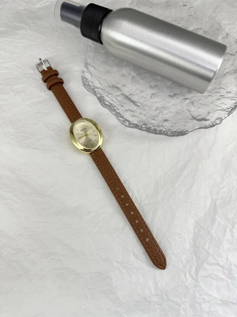 Fashion Quartz Watch for Women Simple Leather Strap Pigeon Egg Dial Ladies Watches Luxury Gift Girl Wristwatches Dropshipping