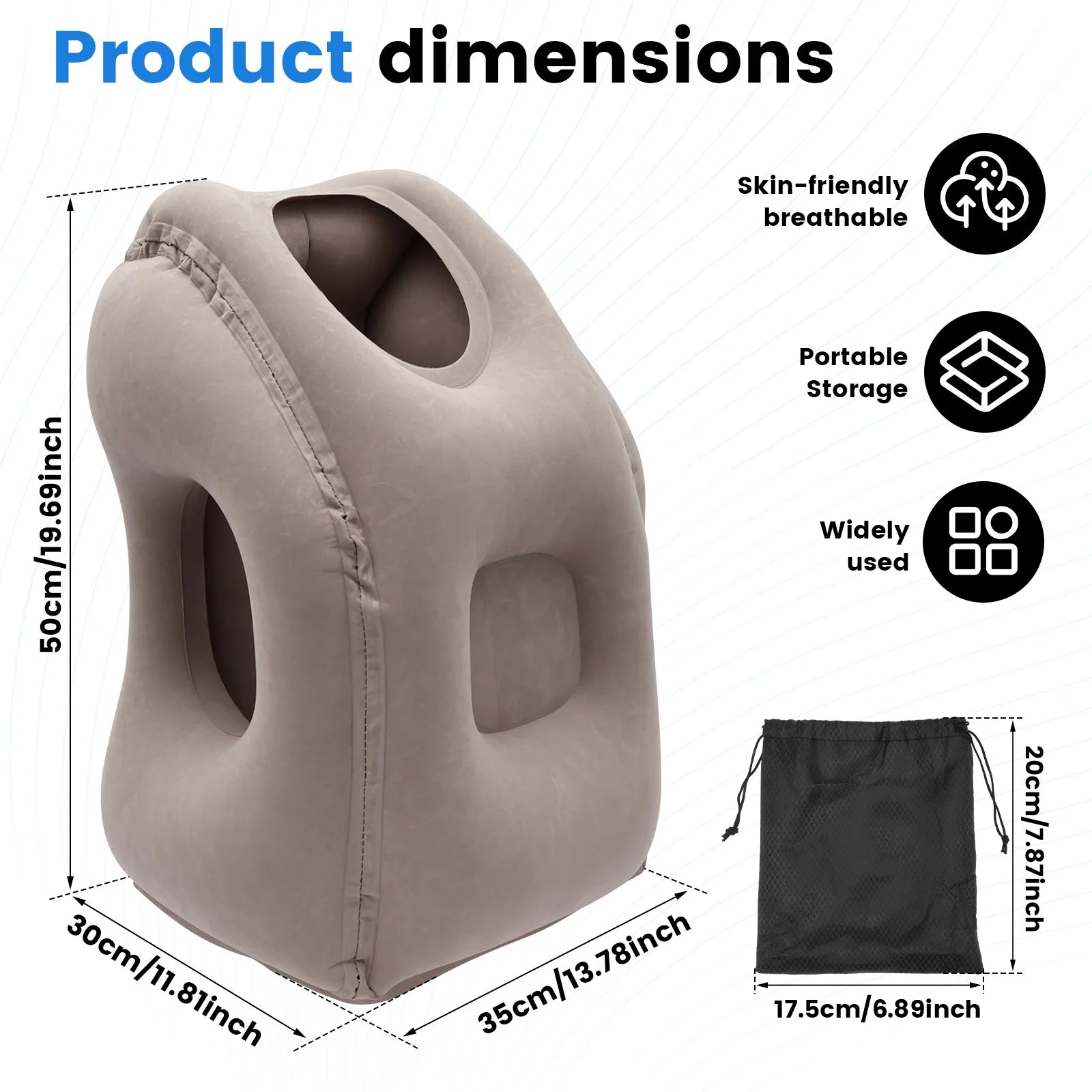 Inflatable Travel Pillow Portable Headrest Chin Support Cushions Support Neck Pillow for Airplane Car Bus Train Office Nap Rest
