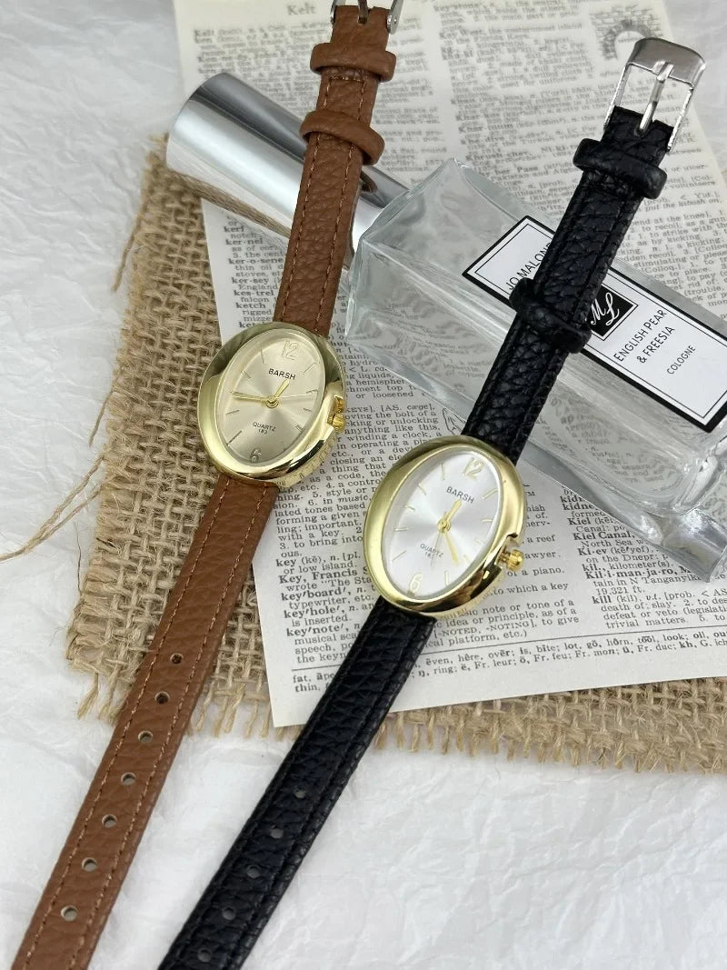 Fashion Quartz Watch for Women Simple Leather Strap Pigeon Egg Dial Ladies Watches Luxury Gift Girl Wristwatches Dropshipping