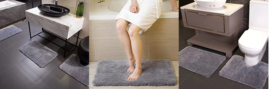 Soft Microfiber Shaggy Bath Rug, Non Slip Bath Mat, Thick Plush Rugs for Shower, Water Absorbent, Machine Washable, Bathroom
