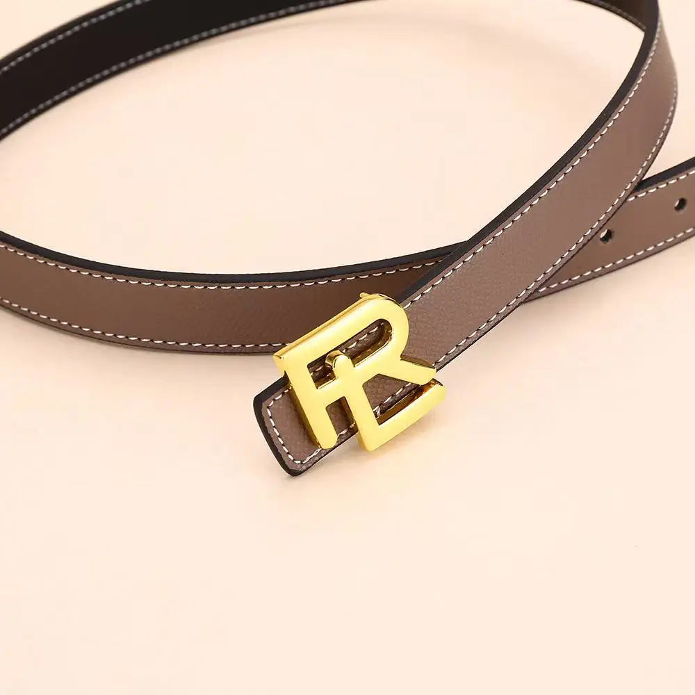 Women's fashion double-sided belt high-quality gold buckle is best suited to women's denim belt dresses