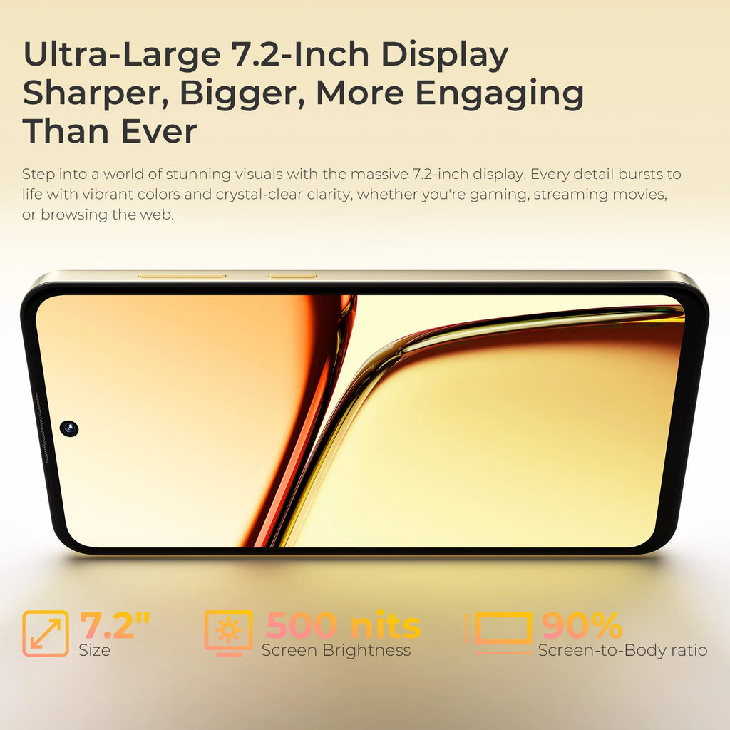 OUKITEL C69 Smartphone 6000mAh, 7.2” HD+ Large Screen 24GB(8+16)+256GB, 64MP Main Camera NFC Cellphone Android 15,120Hz,Dual 4G