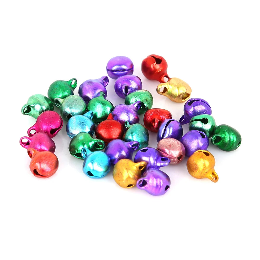 50-300pcs Christmas Jingle Bells,8-14mm Colorful Christmas Crafts Jingle Bells,New Year Ornament Gift Mix Colors Loose Beads
