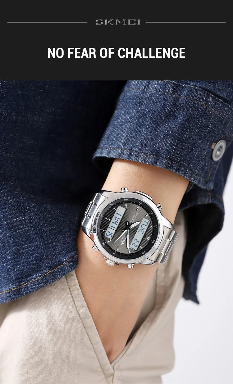 SKMEI 2049 Brand Electronic Watches for Man Fashion Large Dial Wristwatch Luminous Alarm Clock Calendar Casual Men Digital Watch