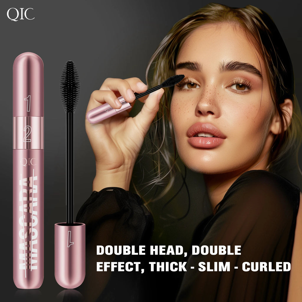 Dual-effect Waterproof Sweatproof 4D Mascara, Thick Lengthening Anti-smudge Dense Long-lasting Curling Eye Makeup