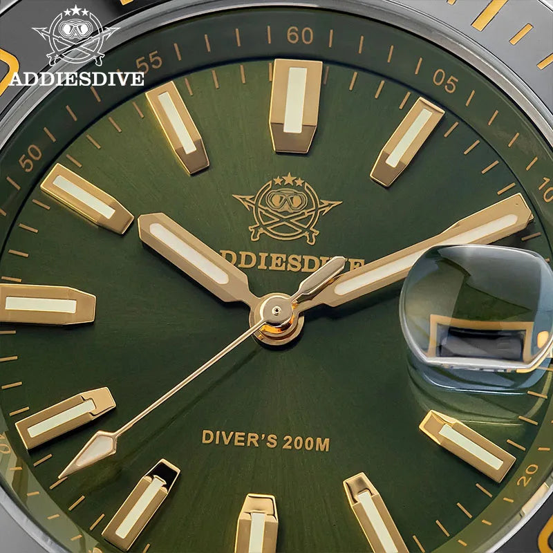 ADDIESDIVE New Diving Watch Men Luminous Cerammic Bezel 316L Stainless Steel 200m Waterproof AR Coated 41mm Quartz Wristwatch