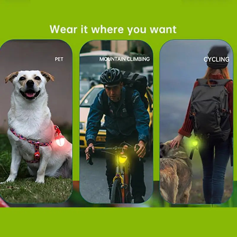Dog Night Light 3 Flashlight Dog Cat Collar Glowing Pendant Night Safety Pet Leads Necklace Luminoues Bright Decoration Collars